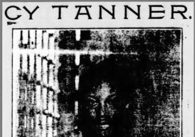"Cy Tanner" newspaper clipping with picture of African American man