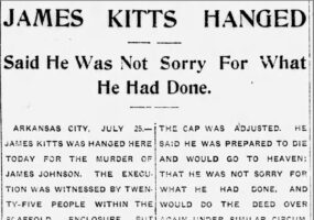 "James Kitts Hanged" newspaper clipping