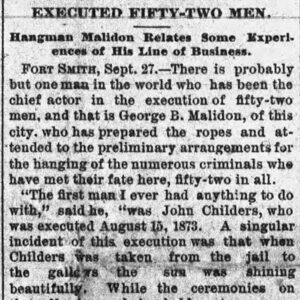 "Executed Fifty-two men" newspaper clipping