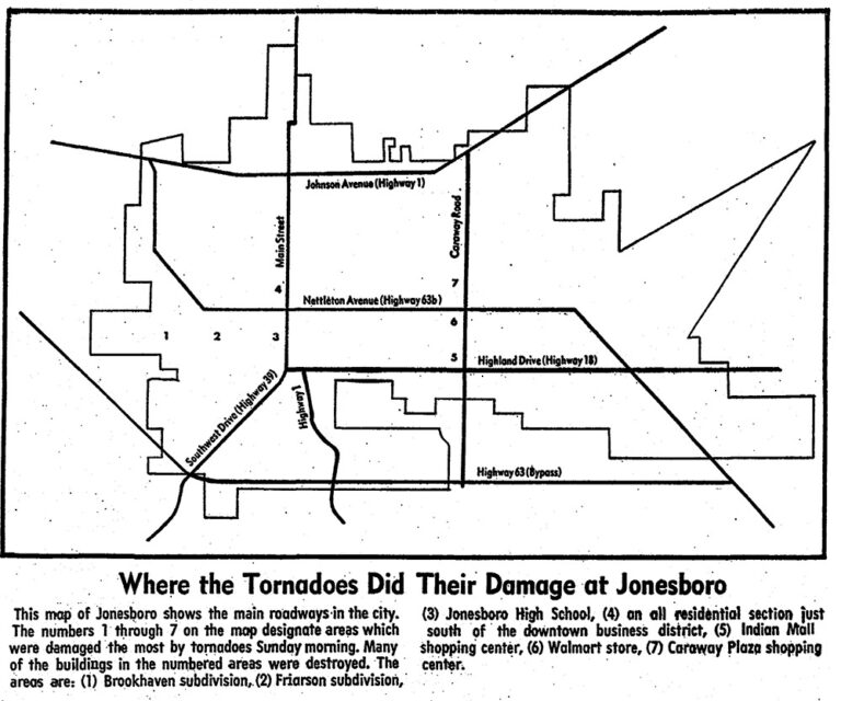 Tornado Map of Jonesboro Encyclopedia of Arkansas
