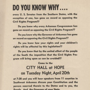 Printed piece of paper with words about civil rights