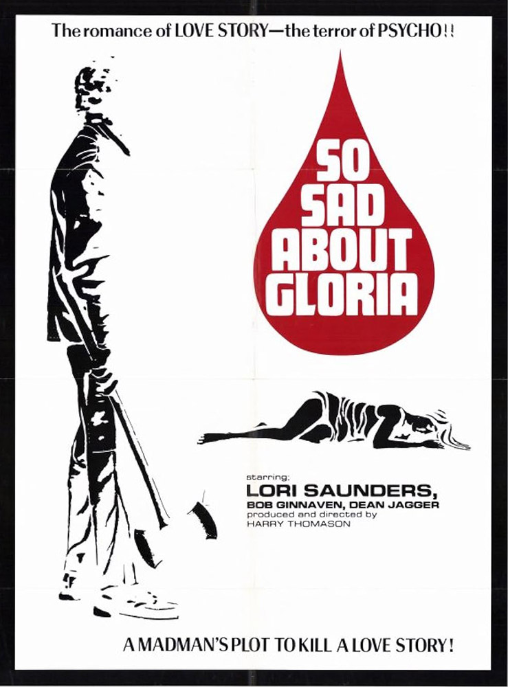 Movie poster featuring stylized drawing of man wielding an ax and woman on the floor
