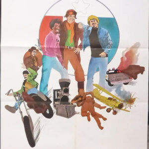Movie poster featuring various people and crashing vehicles