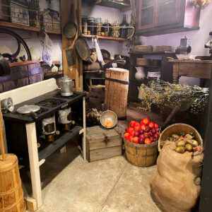 Old fashioned kitchen display with a stove