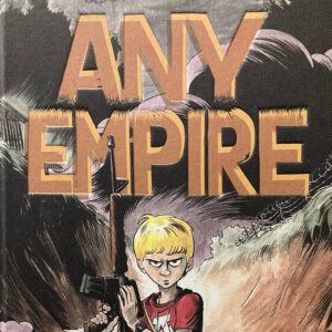 Book cover picturing a blond child holding an assault rifle while standing in water