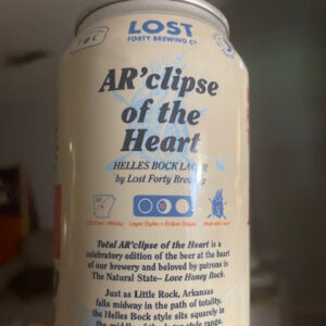 Can of beer with words "AR'clipse of the Heart"