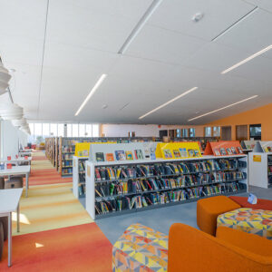 Library interior with stacks