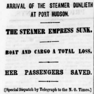 "The Steamer Empress Sunk" newspaper clipping