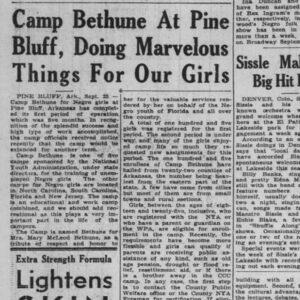 "Camp Bethune at Pine Bluff ..." newspaper clipping
