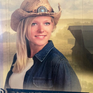 Book cover picturing a white woman in denim and straw cowboy hat