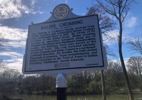 Sign "Saline Crossing" with the great seal of Arkansas