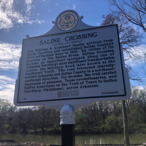 Sign "Saline Crossing" with the great seal of Arkansas